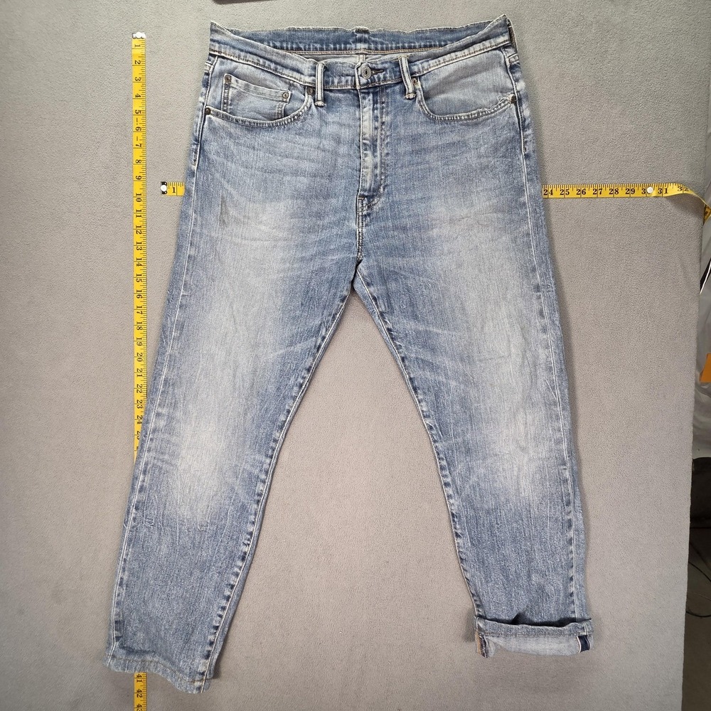Levis 522 Jeans Mens Selvedge Light Whiskers Honeycomb Altered Hem Fits 34x28